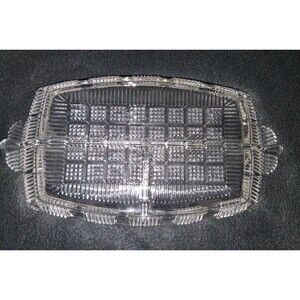 Vintage Art Deco Clear Glass Relish Tray – 3 Divided Sections – Checkered